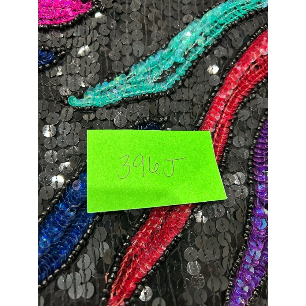 Vintage Stenay Black Sequin Beaded Top Colorful Embellishments Artsy Bold - Picture 9 of 10